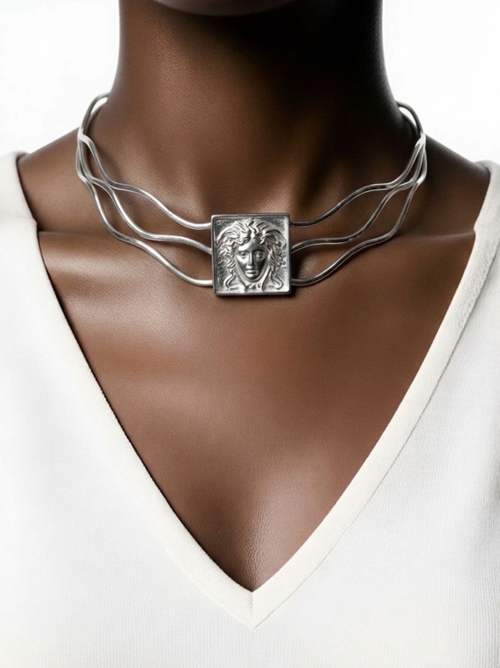 RARE LALIQUE France Aréthuse "Masque de Femme" Triple Strand Choker